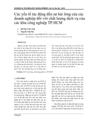 Các yếu tố tác động đến sự hài lòng của các doanh nghiệp đối với chất lượng dịch vụ của các khu công nghiệp TP.HCM