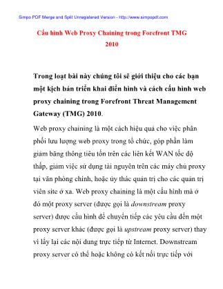 Cấu hình Web Proxy Chaining trong Forefront TMG 2010