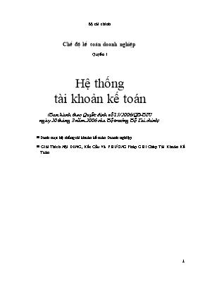 Chế độ kế toán doanh nghiệp - Quyển 1: Hệ thống tài khoản kế toán