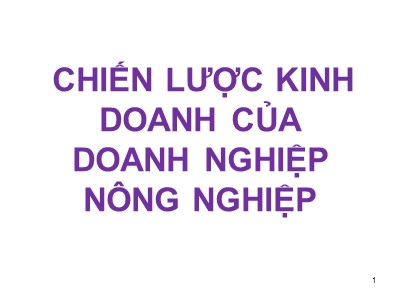 Chiến lược kinh doanh của doanh nghiệp nông nghiệp