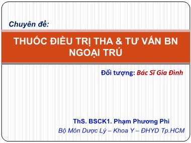 Chuyên đề Thuốc điều trị THA & tư vấn bệnh nhân ngoại trú