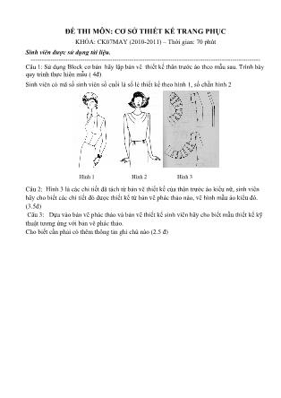 Đề thi môn Cơ sở thiết kế trang phục - Năm học 2010-2011 (Có đáp án)