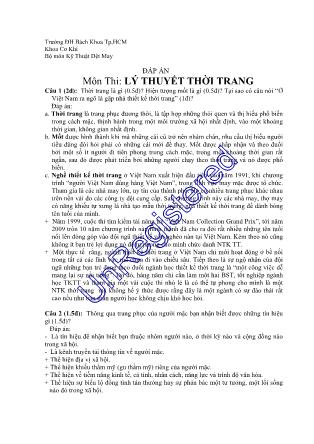 Đề thi môn Lý thuyết thời trang - Năm 2010 - Vũ Hồng Đức (Có đáp án)