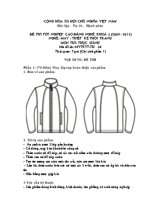 Đề thi tốt nghiệp cao đẳng nghề khóa 3(2009-2012) môn Thực hành nghề May-Thiết kế thời trang - Mã đề: TH 36