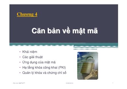 Giáo án An toàn mạng - Chương 4: Căn bản về mật mã