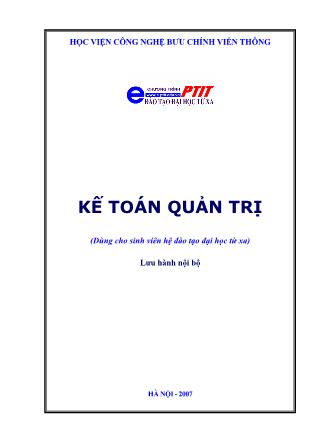 Giáo án Kế toán quản trị - (Dùng cho sinh viên hệ đào tạo đại học từ xa)