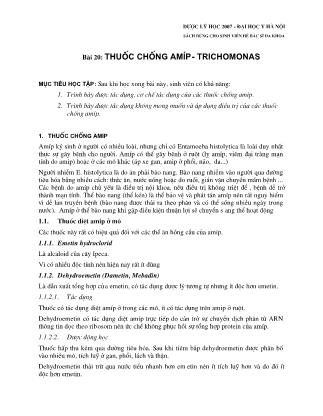 Giáo trình Dược lý học 2007 - Đại học Y Hà Nội (Sách dùng cho sinh viện hệ bác sĩ đa khoa) - Phần 2