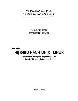 Giáo trình Hệ điều hành Unix - Linux