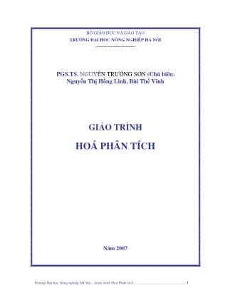 Giáo trình Hoá phân tích - PGS.TS. Nguyễn Trường Sơn