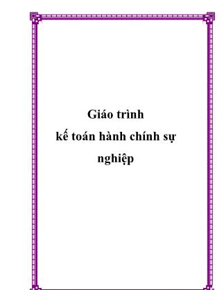 Giáo trình kế toán hành chính sự nghiệp