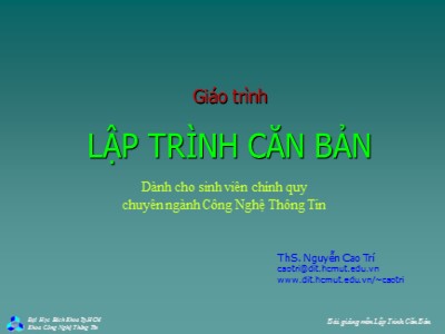 Giáo trình Lập trình căn bản - Nguyễn Cao Trí