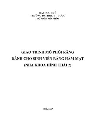 Giáo trình Mô phôi răng (Dành cho sinh viên răng hàm mặt)