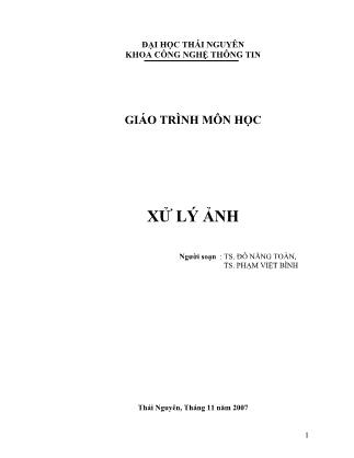 Giáo trình môn học Xử lý ảnh (Phần 1)