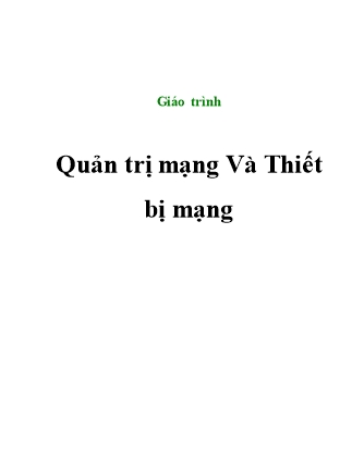 Giáo trình môn Quản trị mạng và thiết bị mạng