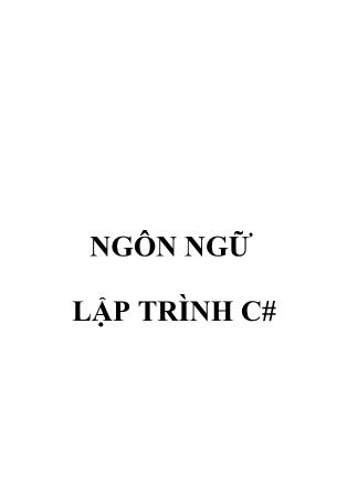 Giáo trình Ngôn ngữ lập trình C#