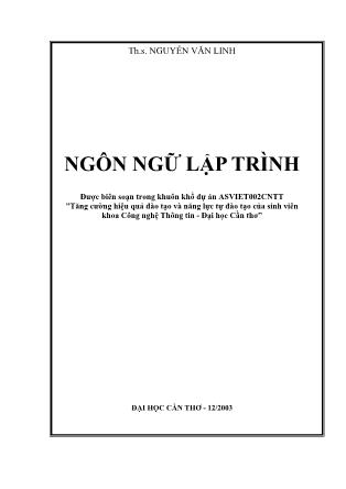 Giáo trình Ngôn ngữ lập trình (Phần 1)