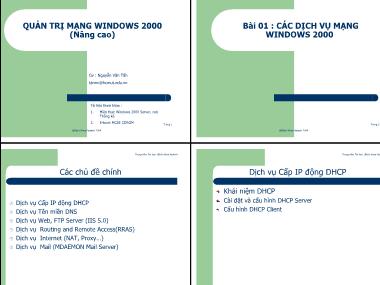 Giáo trình Quản trị mạng Windows 2000 (Nâng cao)