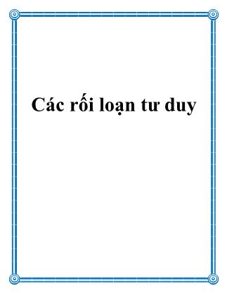 Giáo trình Tâm thần học - Các rối loạn tư duy