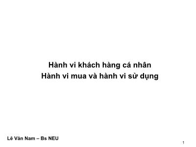 Hành vi khách hàng cá nhân-Hành vi mua và hành vi sử dụng - Lê Văn Nam