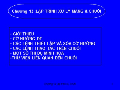 Lập trình xử lý mảng & chuổi