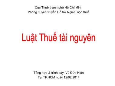 Luật Thuế tài nguyên - Vũ Đức Hiển