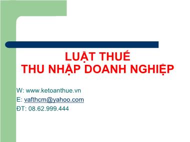 Luật thuế thu nhập doanh nghiệp