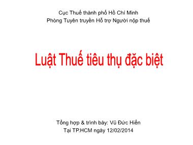 Luật thuế tiêu thụ đặc biệt - Vũ Đức Hiển