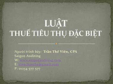 Luật Thuế tiêu thụ đặc biệt