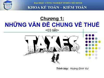 Những vẫn đề chung về thuế - Hoàng Đình Vui