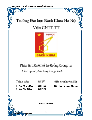 Phân tích thiết kế hệ thống thông tin-ThS Nguyễn Hồng Phương