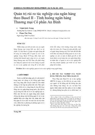 Quản trị rủi ro tác nghiệp của ngân hàng theo Basel II - Tình huống ngân hàng Thương mại Cổ phần An Bình