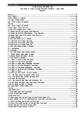 Tài liệu hướng dẫn giảng dạy Học phần 3 - Quản trị mạng Microsoft Windows