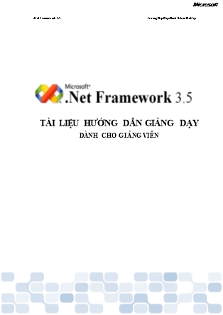 Tài liệu hướng dẫn giảng dạy Net framework 3.5