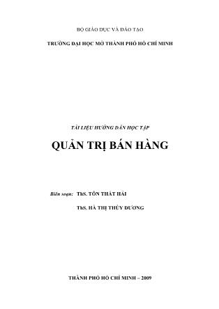 Tài liệu hướng dẫn học tập Quản trị bán hàng - Ths. Tôn Thất Hải