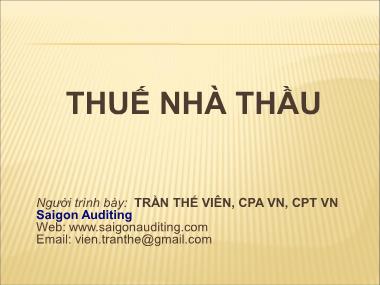 Thuế nhà thầu - Trần Thế Viên