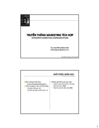 Truyền thông marketing tích hợp (Integrated Marketing Communications) - Ths. Nguyễn Hoàng Sinh