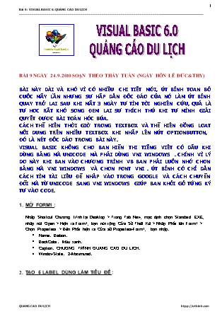 Bài 9 : Visual Basic 6: Quảng cáo du lịch