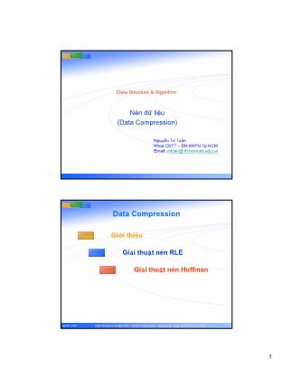 Bài giảng Cấu trúc dữ liệu và giải thuật: Nén dữ liệu (Data Compression) - Nguyễn Tri Tuấn