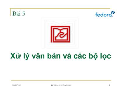 Bài giảng Hệ điều hành Unix/Linux - Bài 5: Xử lý văn bản và các bộ lọc - Đặng Ngọc Cường