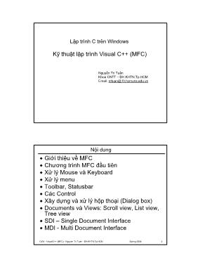 Bài giảng Lập trình C trên Windows: Kỹ thuật lập trình Visual C++ (MFC) - Nguyễn Tri Tuấn