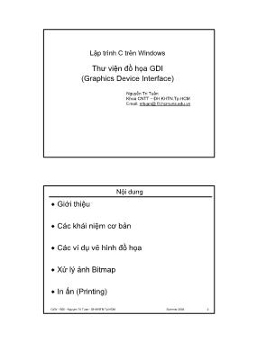Bài giảng Lập trình C trên Windows: Thư viện đồ họa GDI (Graphics Device Interface) - Nguyễn Tri Tuấn