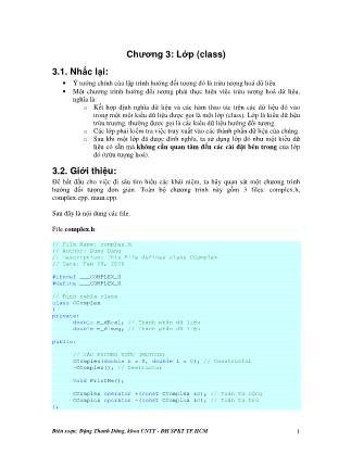 Bài giảng môn Lập trình hướng đối tượng - Chương 3: Lớp (class)