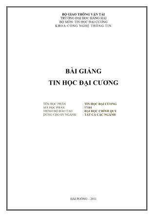 Bài giảng môn Tin học đại cương - Trường Đại học Hàng Hải