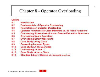 Bài giảng Ngôn ngữ Lập trình C++ - Chương 8: Operator Overloading