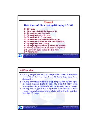 Bài giảng Nhập môn Công nghệ phần mềm - Chương 3: Hiện thực mô hình hướng đối tượng trên C#