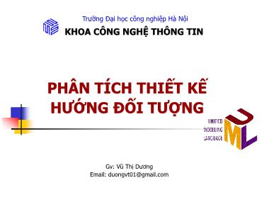 Bài giảng Phân tích thiết kế hướng đối tượng - Bài 4.1: Mô hình khái niệm - Vũ Thị Dương