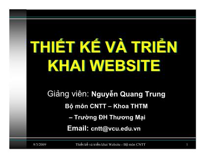 Bài giảng Thiết kế và triển khai Website - Chương 1: Những khái niệm cơ bản - Nguyễn Quang Trung