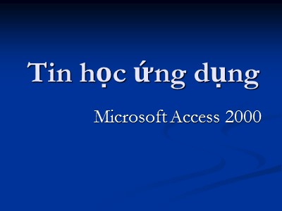 Bài giảng Tin học ứng dụng (Microsoft Access 2000)