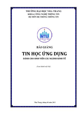 Bài giảng Tin học ứng dụng (Phần 1)