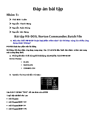 Bài tập MS-DOS, Norton Commander, Batch File